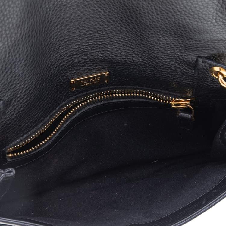 Pre Owned Tom Ford Black Leather Alix Zip and Padlock Crossbody Bag
