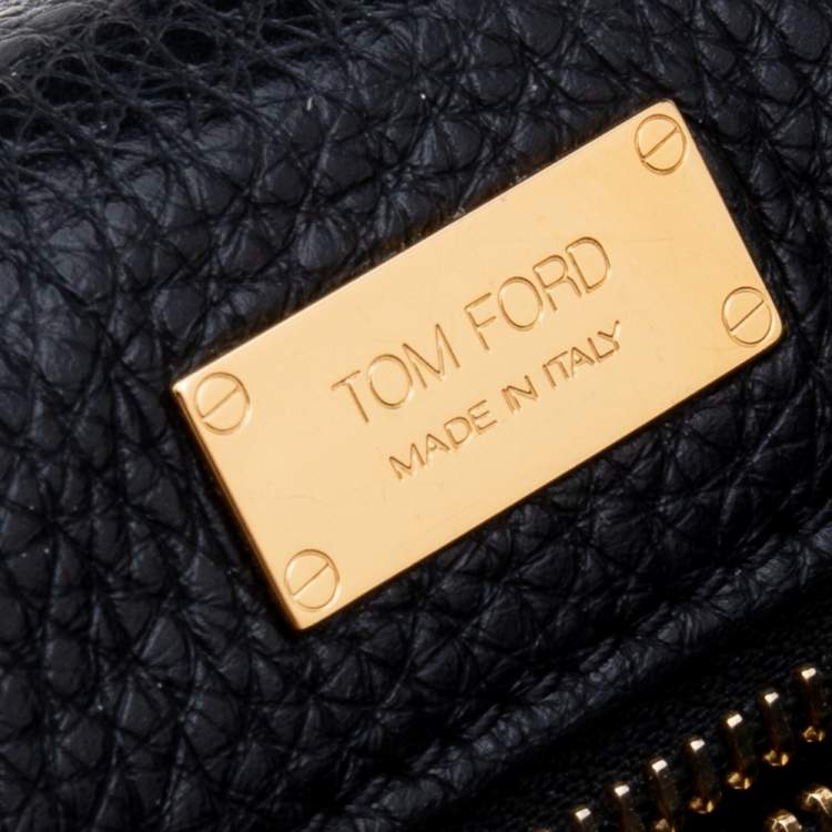Pre Owned Tom Ford Black Leather Alix Zip and Padlock Crossbody Bag