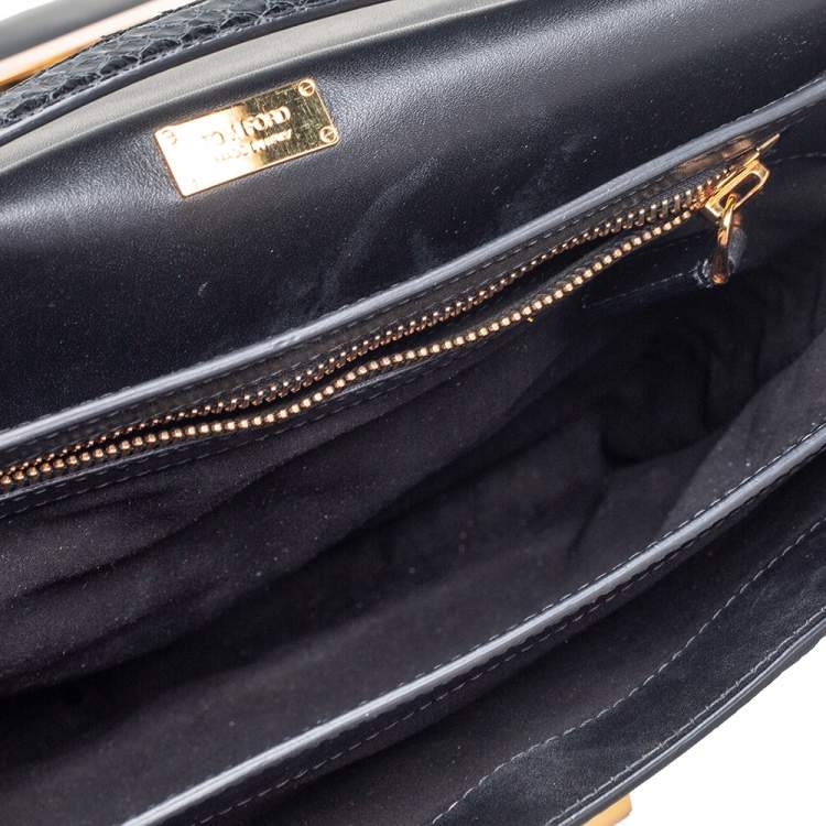 Pre Owned Tom Ford Black Python Large Natalia Shoulder Bag