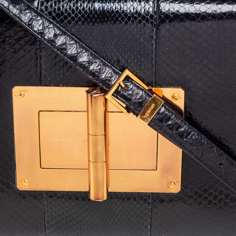 Pre Owned Tom Ford Black Python Large Natalia Shoulder Bag