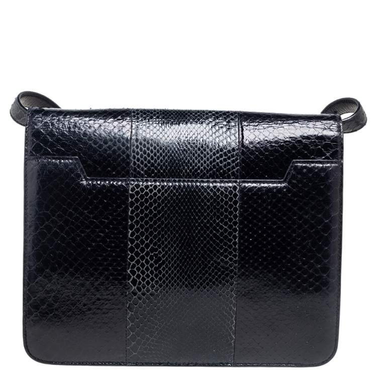 Pre Owned Tom Ford Black Python Large Natalia Shoulder Bag