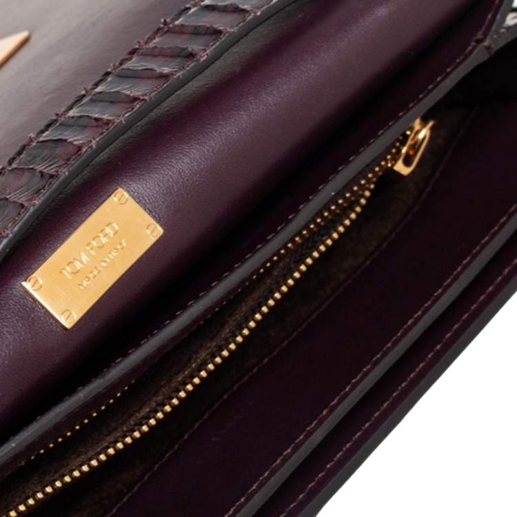 Pre Owned Tom Ford Burgundy Snakeskin Large Natalia Shoulder Bag