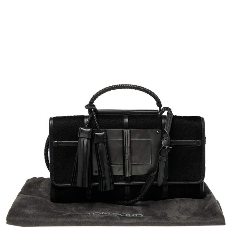 Pre Owned Tom Ford Black Leather and Pony Hair Natalia Shoulder Bag