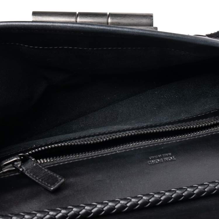 Pre Owned Tom Ford Black Leather and Pony Hair Natalia Shoulder Bag