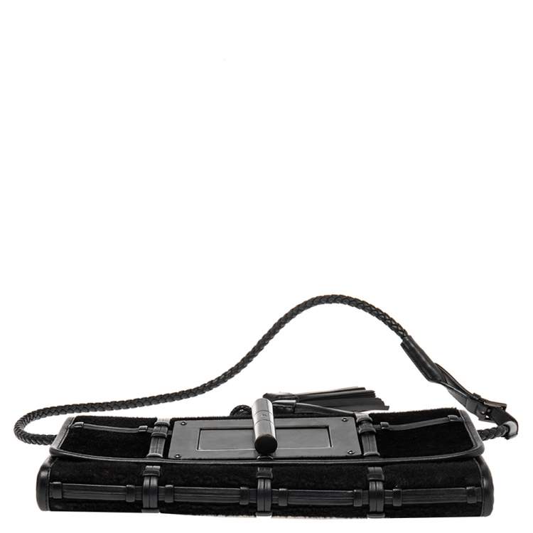 Pre Owned Tom Ford Black Leather and Pony Hair Natalia Shoulder Bag