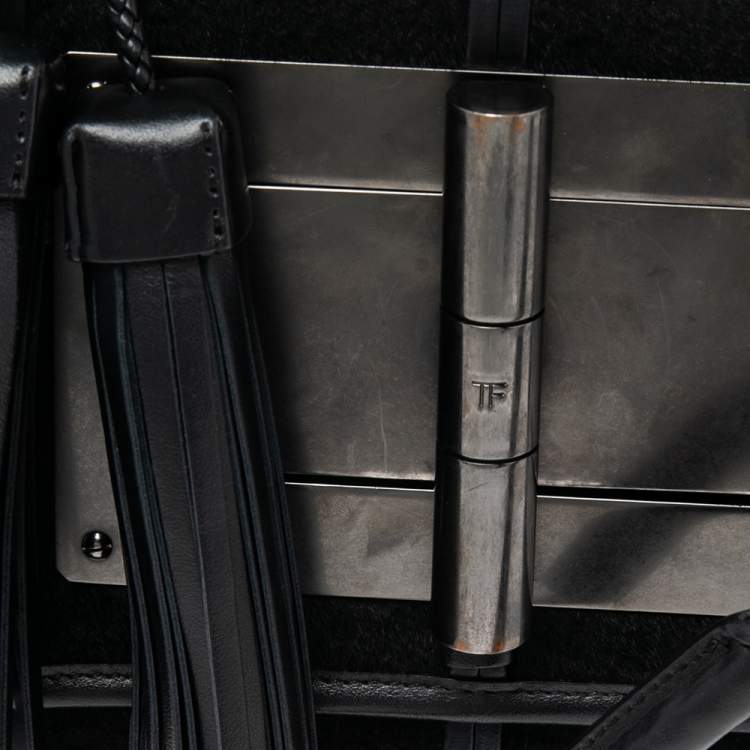 Pre Owned Tom Ford Black Leather and Pony Hair Natalia Shoulder Bag