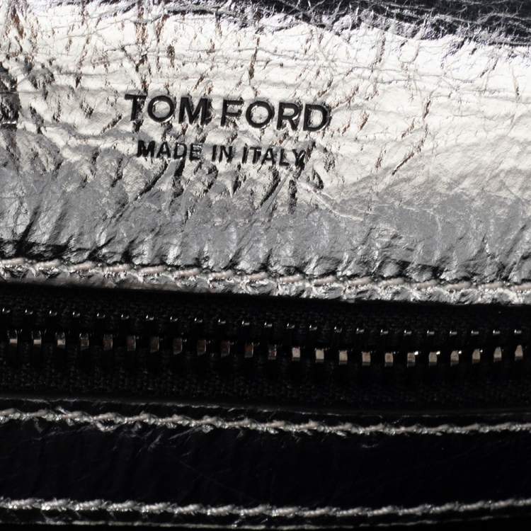 Pre Owned Tom Ford Metallic Silver Crackled Leather Natalia Shoulder Bag
