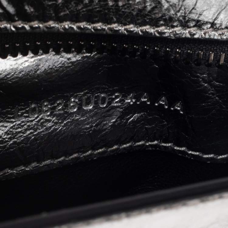 Pre Owned Tom Ford Metallic Silver Crackled Leather Natalia Shoulder Bag