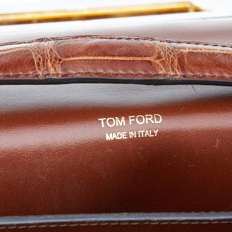 Pre Owned Tom Ford Brown Croc Embossed Leather Large Natalia Shoulder Bag