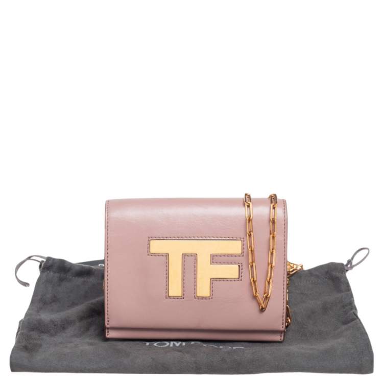 Pre Owned Tom Ford Dusky Pink Leather TF Flap Chain Shoulder Bag