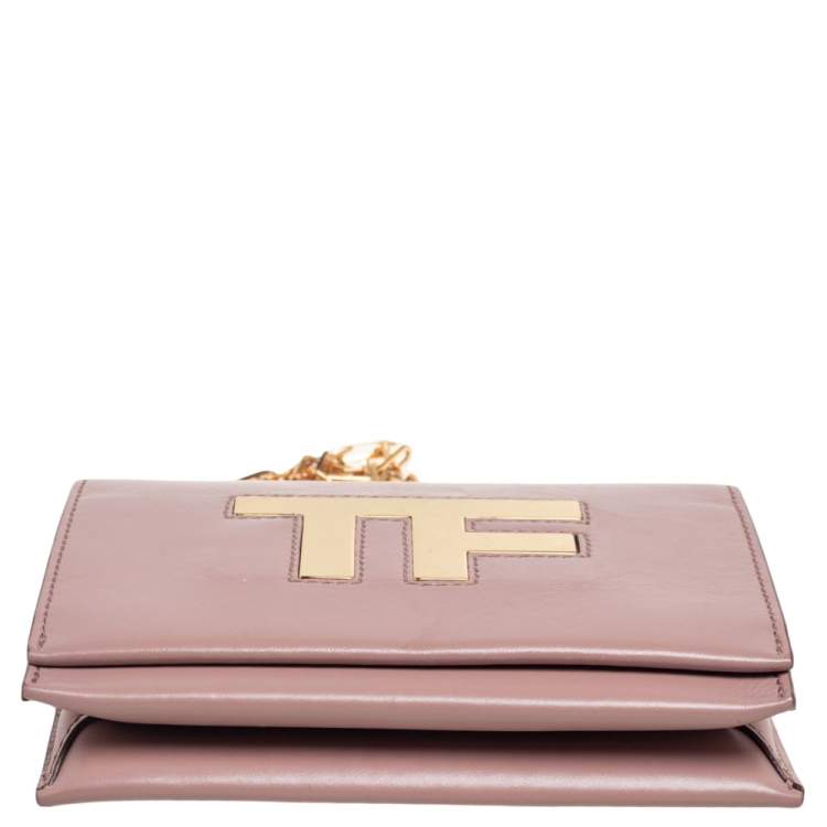 Pre Owned Tom Ford Dusky Pink Leather TF Flap Chain Shoulder Bag