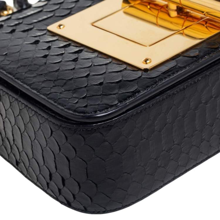 Pre Owned Tom Ford Black Python Medium Natalia Chain Shoulder Bag