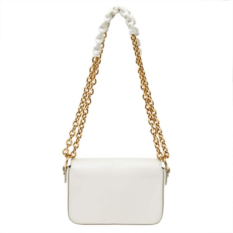 Pre Owned Tom Ford White Leather Small Natalia Chain Shoulder Bag