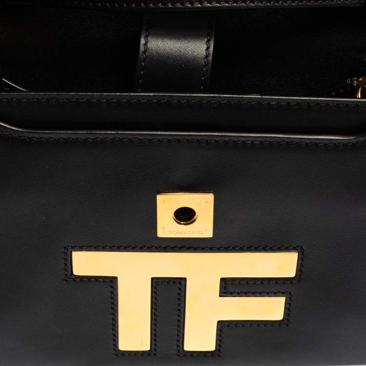 مملوكة مسبقًا  Tom Ford Black Leather Flap Crossbody Bag
