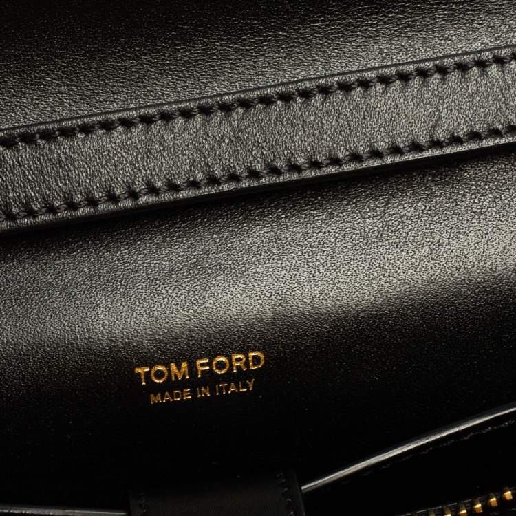 مملوكة مسبقًا  Tom Ford Black Leather Flap Crossbody Bag