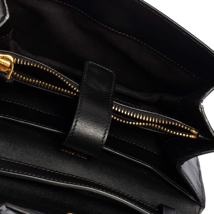 مملوكة مسبقًا  Tom Ford Black Leather Flap Crossbody Bag