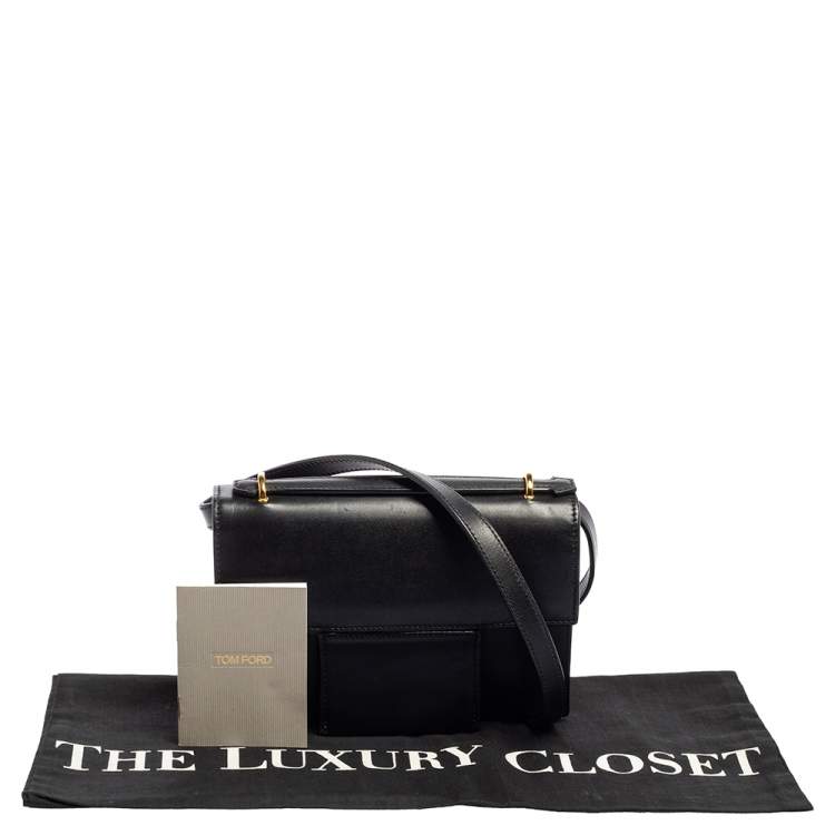 مملوكة مسبقًا  Tom Ford Black Leather Flap Crossbody Bag