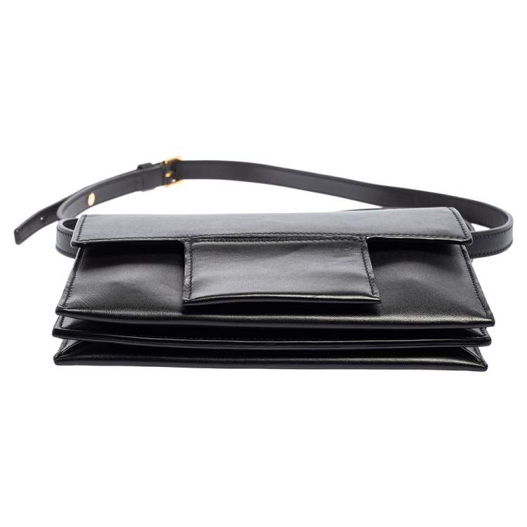 مملوكة مسبقًا  Tom Ford Black Leather Flap Crossbody Bag