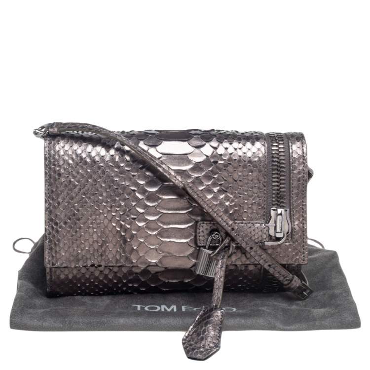 Pre Owned Tom Ford Metallic Python Alix Zip and Padlock Shoulder Bag