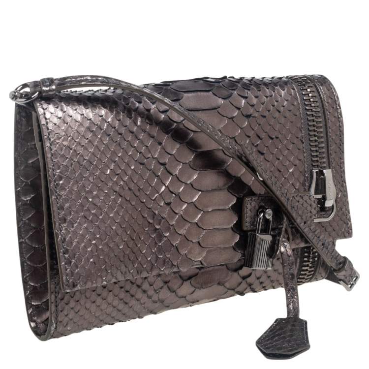 Pre Owned Tom Ford Metallic Python Alix Zip and Padlock Shoulder Bag