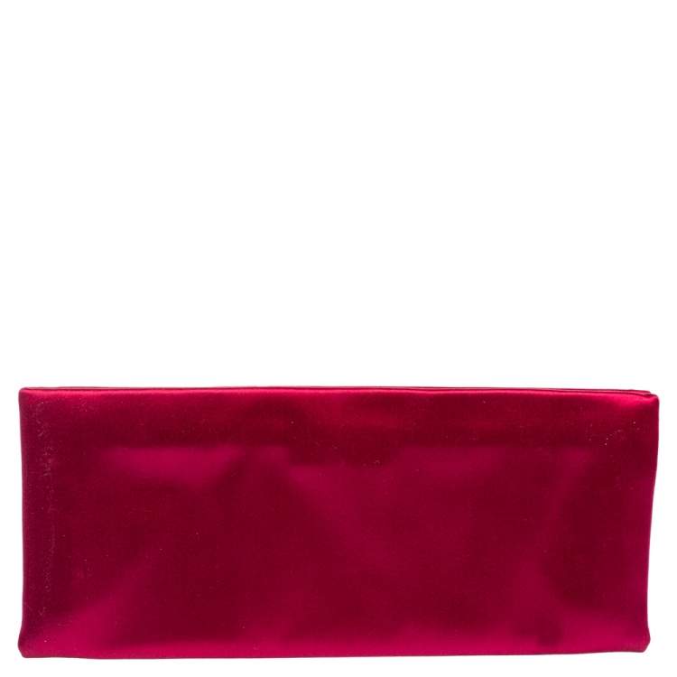 Pre Owned Tom Ford Pink Satin Snakehead Clutch 