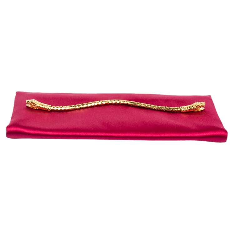 Pre Owned Tom Ford Pink Satin Snakehead Clutch 