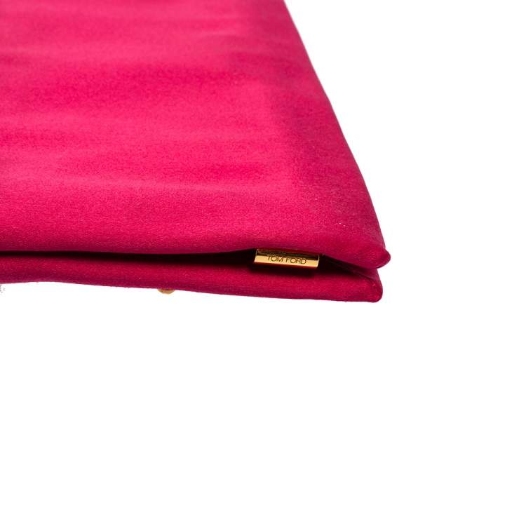 Pre Owned Tom Ford Pink Satin Snakehead Clutch 