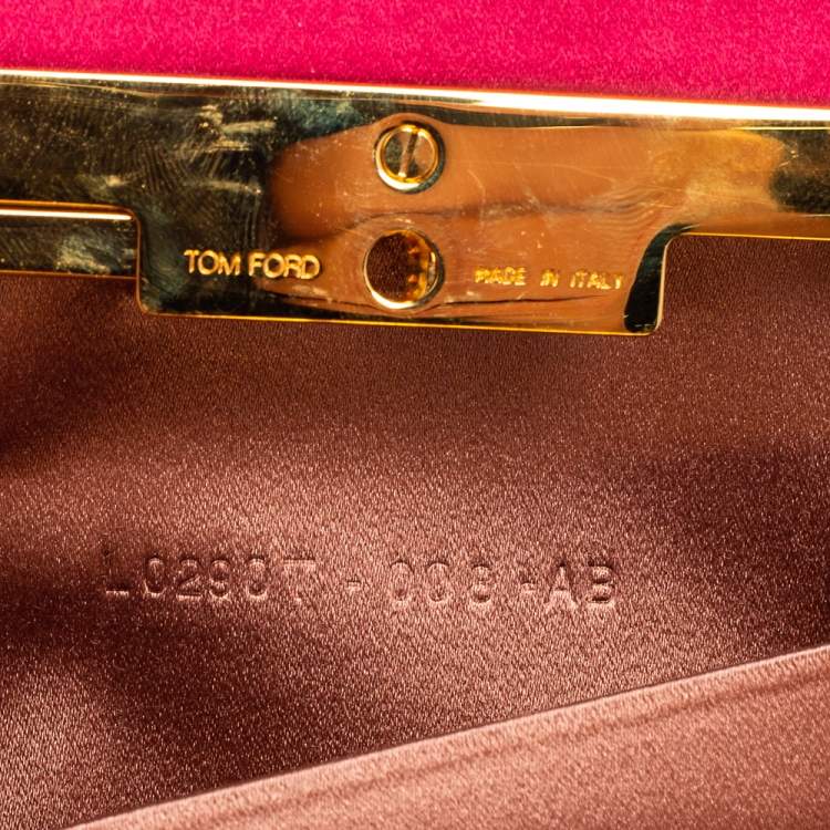 Pre Owned Tom Ford Pink Satin Snakehead Clutch 