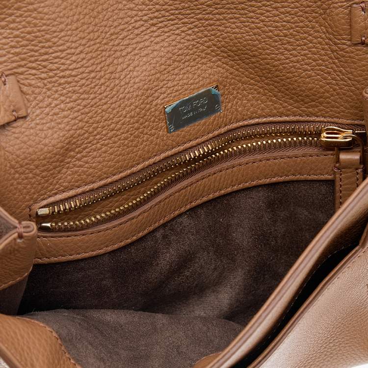 Pre Owned Tom Ford Brown Leather Alix Zip and Padlock Crossbody Bag