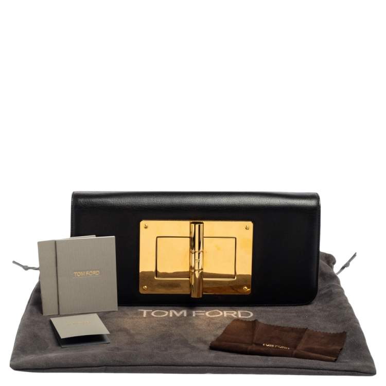Pre Owned Tom Ford Black Leather Natalia Convertible Clutch