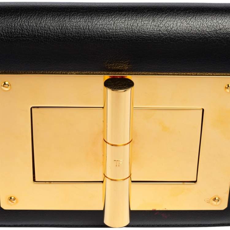 Pre Owned Tom Ford Black Leather Natalia Convertible Clutch
