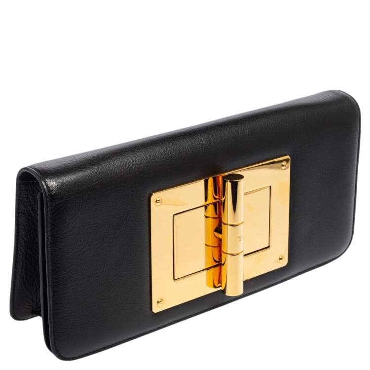 Pre Owned Tom Ford Black Leather Natalia Convertible Clutch