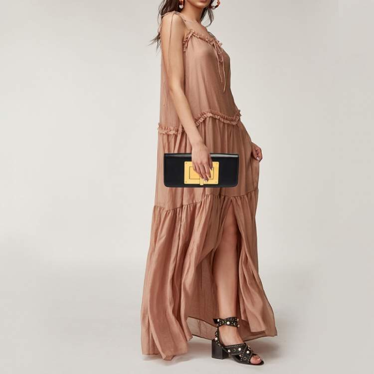 Pre Owned Tom Ford Black Leather Natalia Convertible Clutch