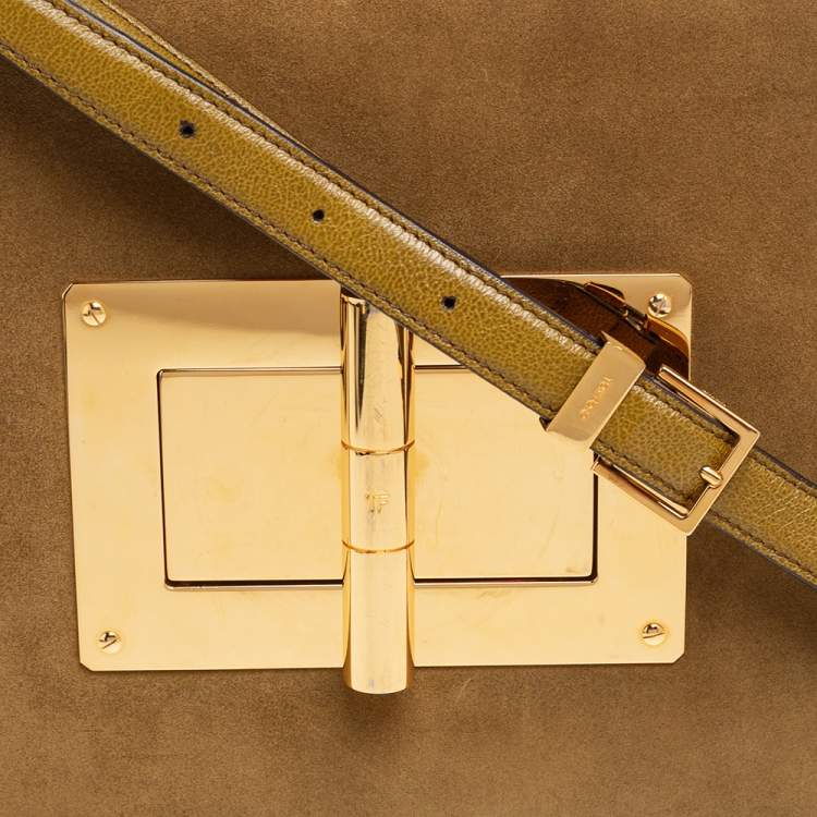 Pre Owned Tom Ford Green Suede and Leather Medium Natalia Shoulder Bag