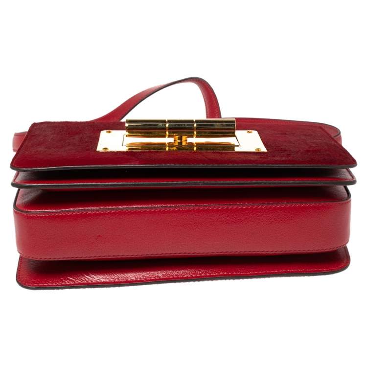 Pre Owned Tom Ford Red Calf Hair and Leather Natalia Crossbody Bag