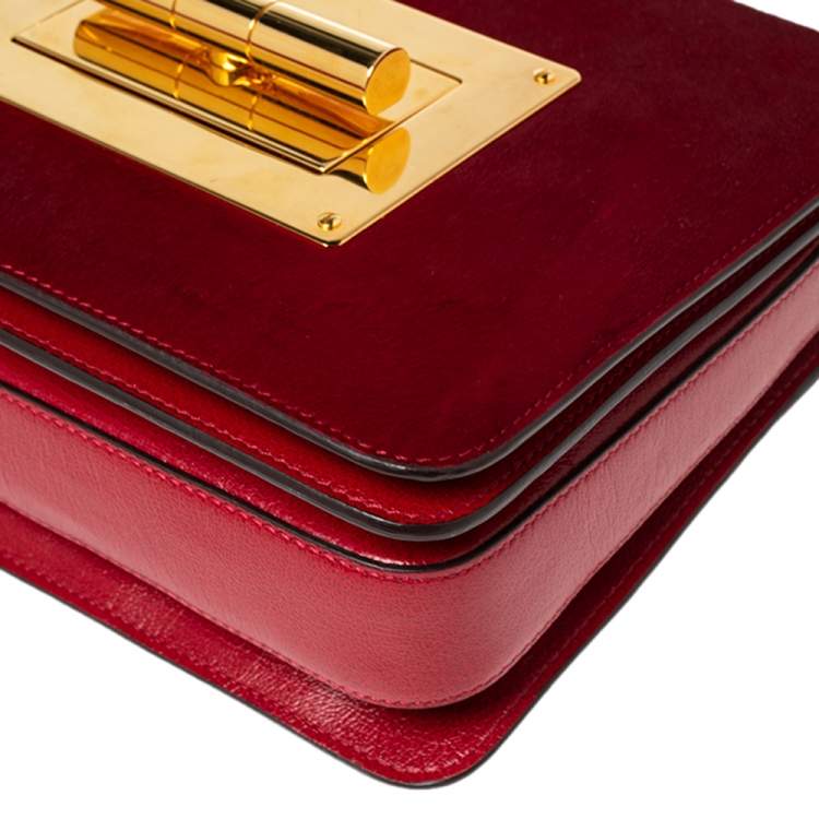 Pre Owned Tom Ford Red Calf Hair and Leather Natalia Crossbody Bag