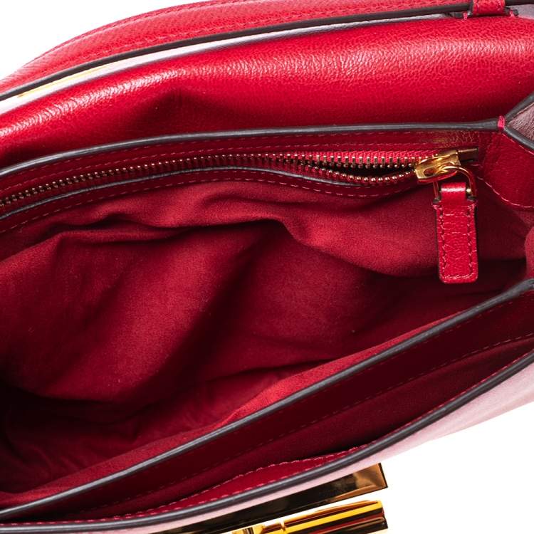 Pre Owned Tom Ford Red Calf Hair and Leather Natalia Crossbody Bag