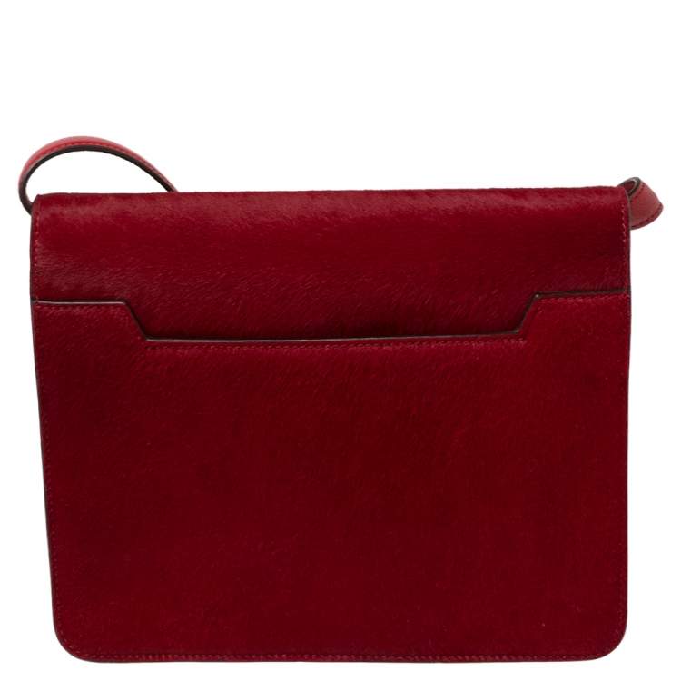 Pre Owned Tom Ford Red Calf Hair and Leather Natalia Crossbody Bag