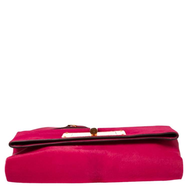 Pre Owned Tom Ford Pink Calf Hair Natalia Convertible Clutch