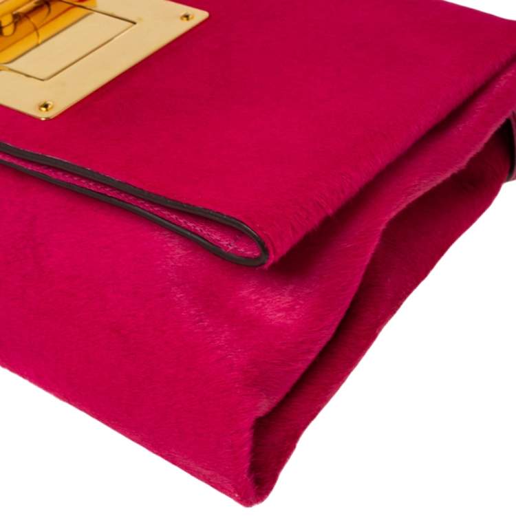 Pre Owned Tom Ford Pink Calf Hair Natalia Convertible Clutch
