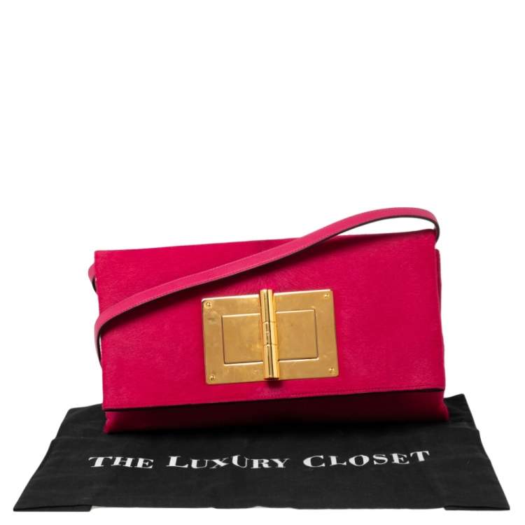 Pre Owned Tom Ford Pink Calf Hair Natalia Convertible Clutch