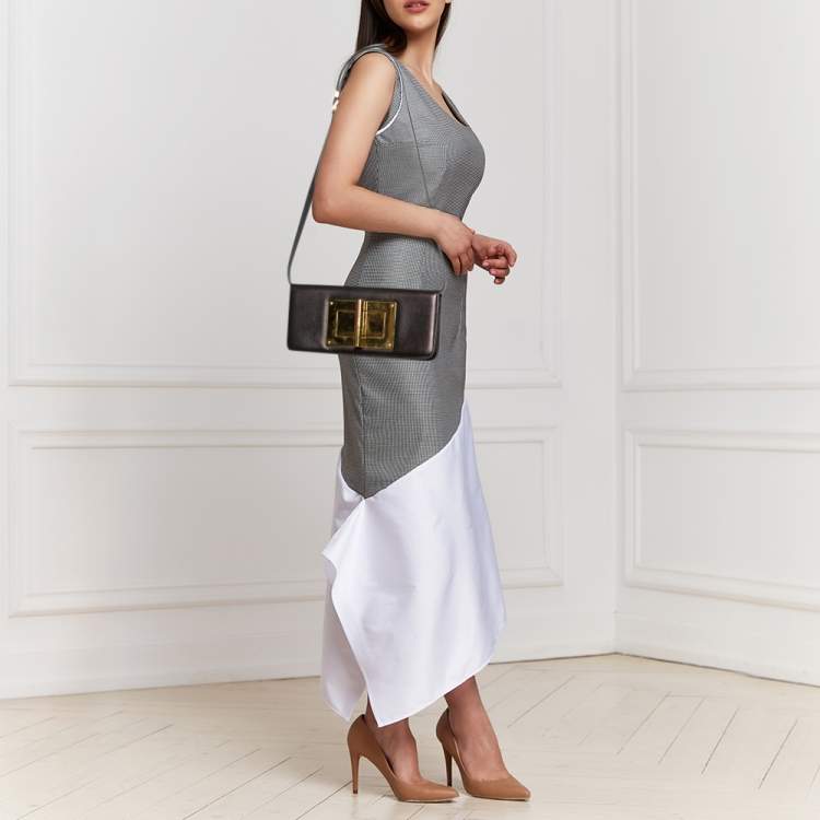 مملوكة مسبقًا Tom Ford Black Leather Natalia Convertible Clutch