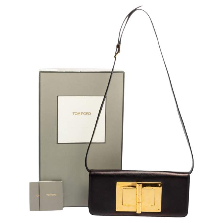 مملوكة مسبقًا Tom Ford Black Leather Natalia Convertible Clutch