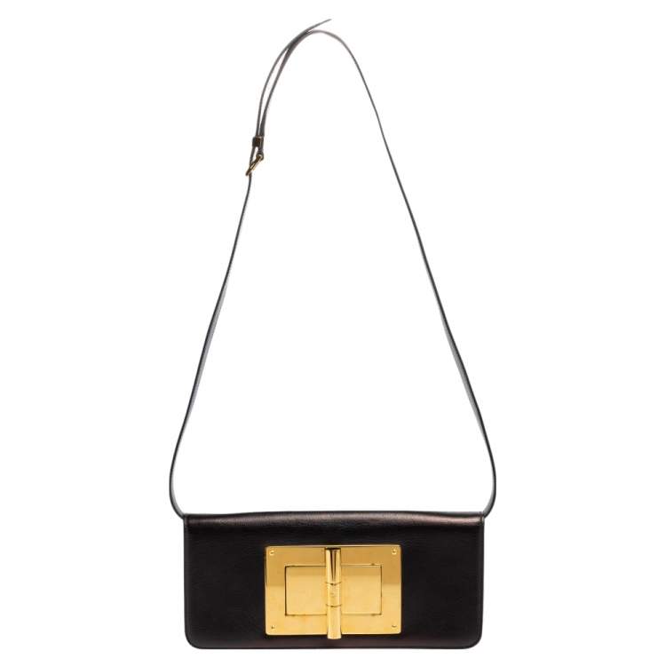مملوكة مسبقًا Tom Ford Black Leather Natalia Convertible Clutch