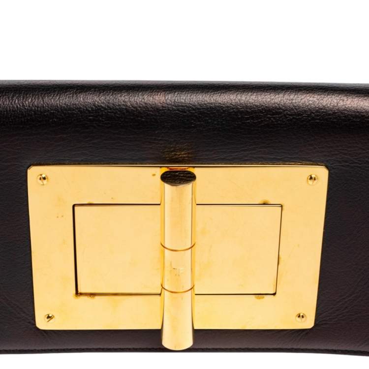 مملوكة مسبقًا Tom Ford Black Leather Natalia Convertible Clutch