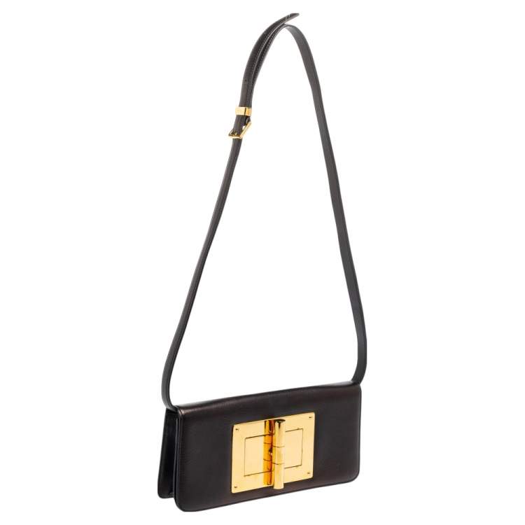 مملوكة مسبقًا Tom Ford Black Leather Natalia Convertible Clutch