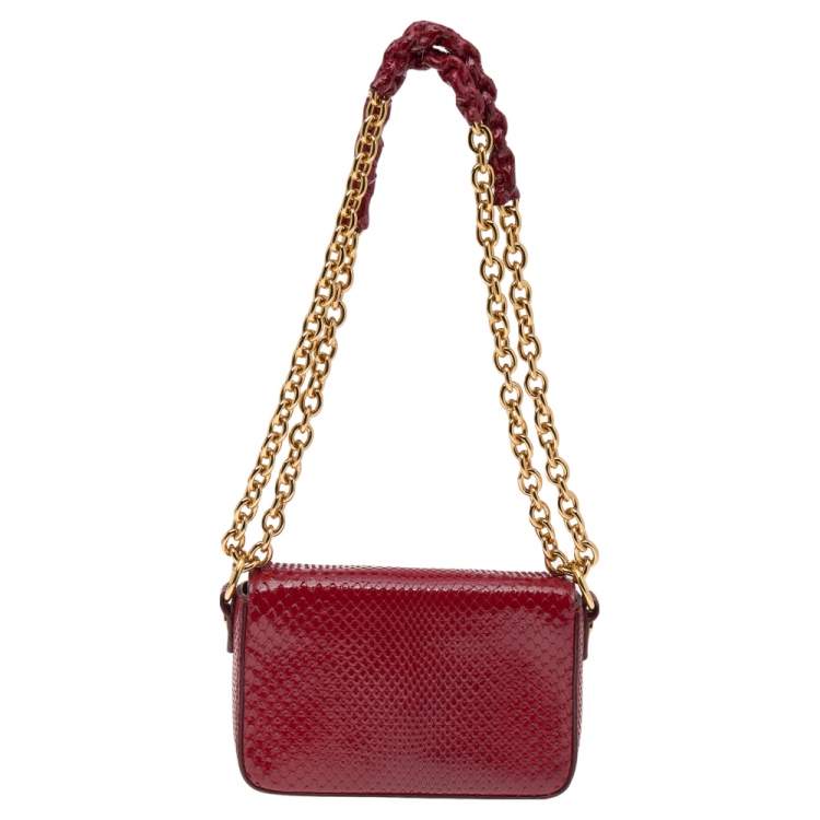 Pre Owned Tom Ford Red Python Mini Natalia Crossbody Bag