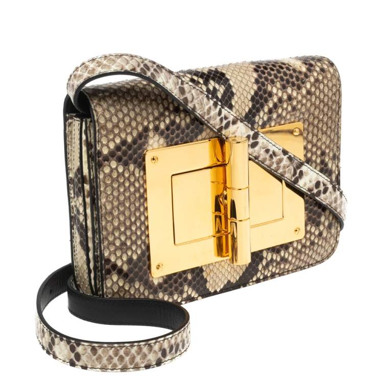 Pre Owned Tom Ford Beige Python Small Natalia Shoulder Bag