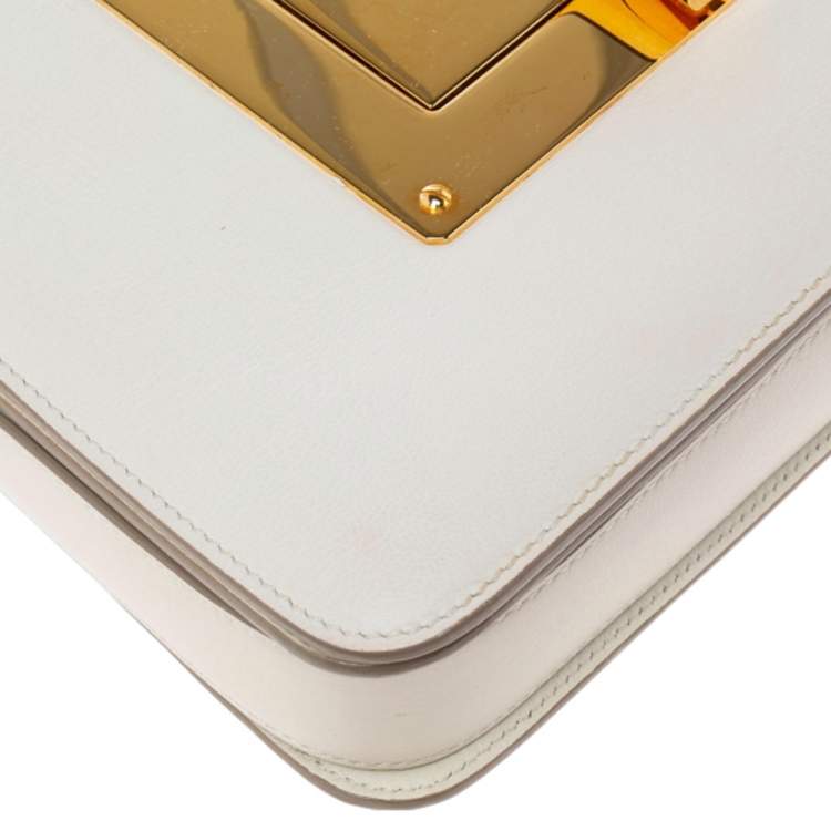 Pre Owned Tom Ford White Leather Large Natalia Shoulder Bag