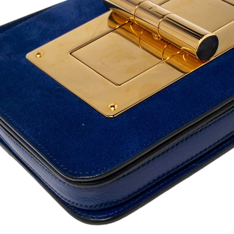 Pre Owned Tom Ford Royal Blue Suede and Leather Small Natalia Shoulder Bag